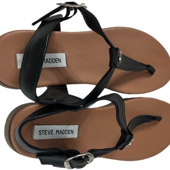 Steve Madden Black Bonnie Bonn Sandals s.10 - Picture 6 of 7